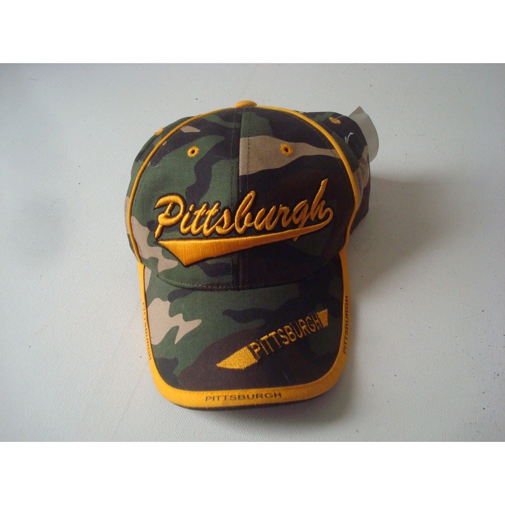 PITTSBURGH SCRIPT CAMO Y2K 00S NEW HAT CAP VINTAGE DEADSTOCK U1